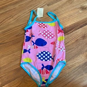 NWT- Mini Boden one piece swimsuit-size 11-12-pink with fish-so cute!